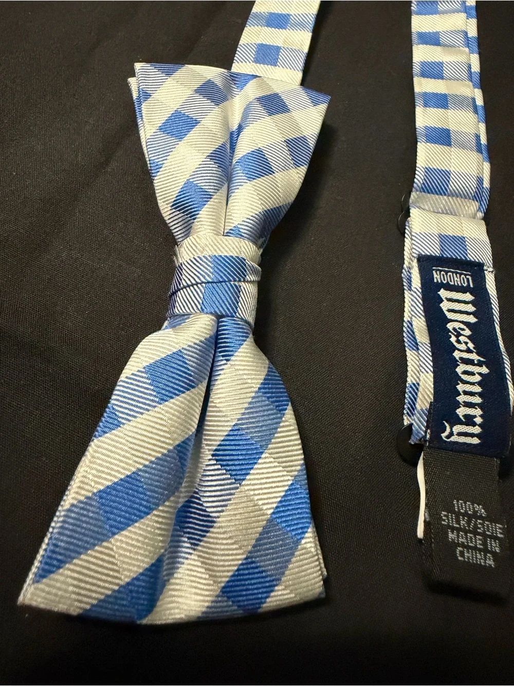 Westbury Kids Blue Gingham Bow Tie